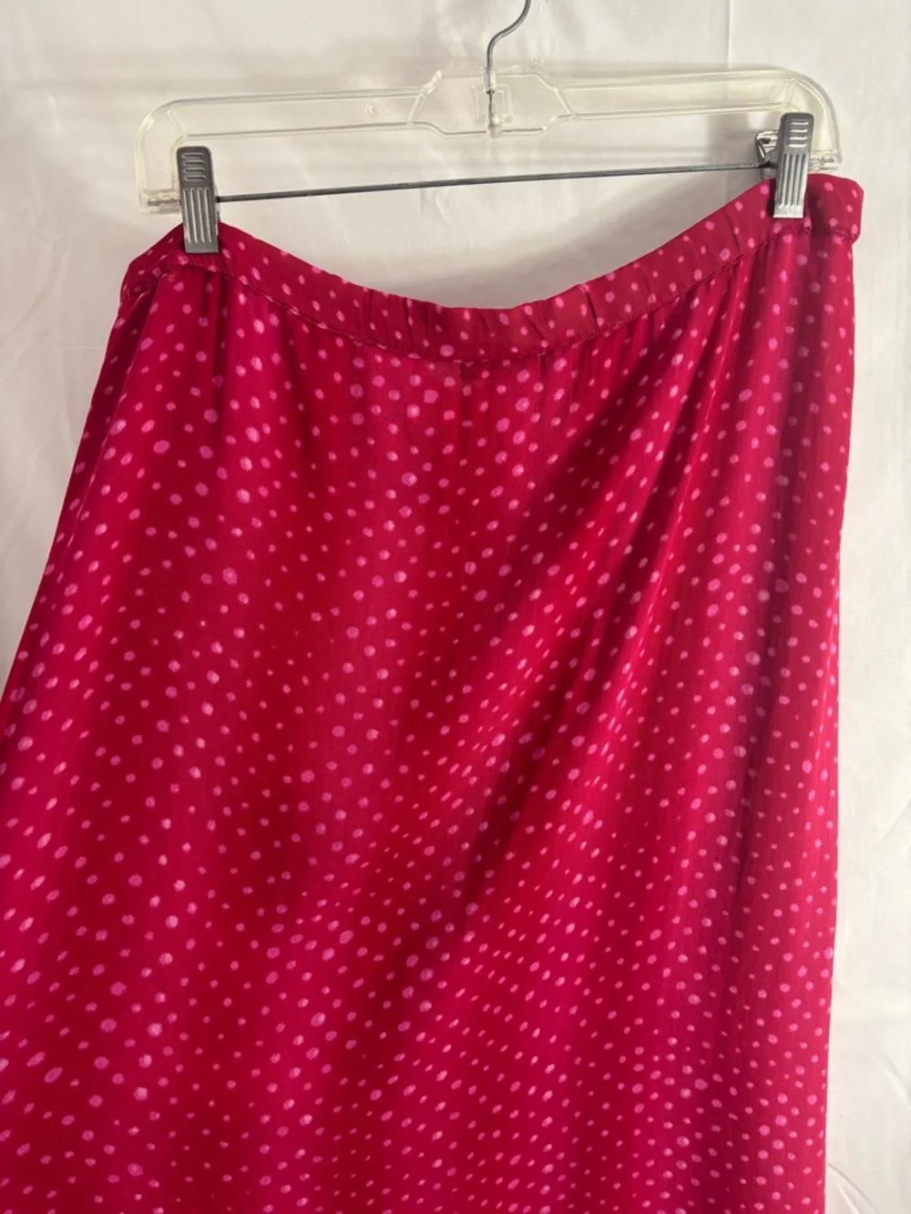 VTG‎ Fuschia Polka Dot Boho Funky Romantic Maxi Skirt Size L